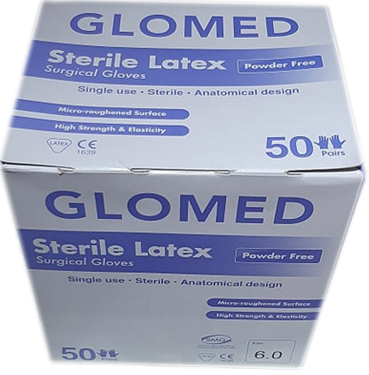 Latex Surgical Gloves 6.0 (5 PAIRS) Sterile Gloves Latex Powder Free Glomed