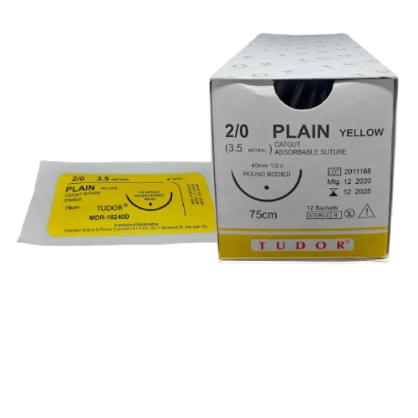 Sutures Yellow plain 2/0 Round (Tudor)